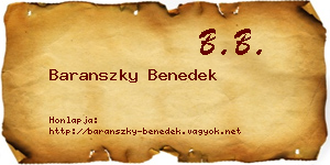 Baranszky Benedek névjegykártya